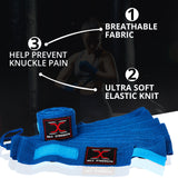 MAXSTRENGTH Boxing Gloves & Focus Pads with 4.5m Hand Wraps | Punch Mitt Set for Muay Thai, MMA, Kickboxing, Sparring Training (Blue Black series)