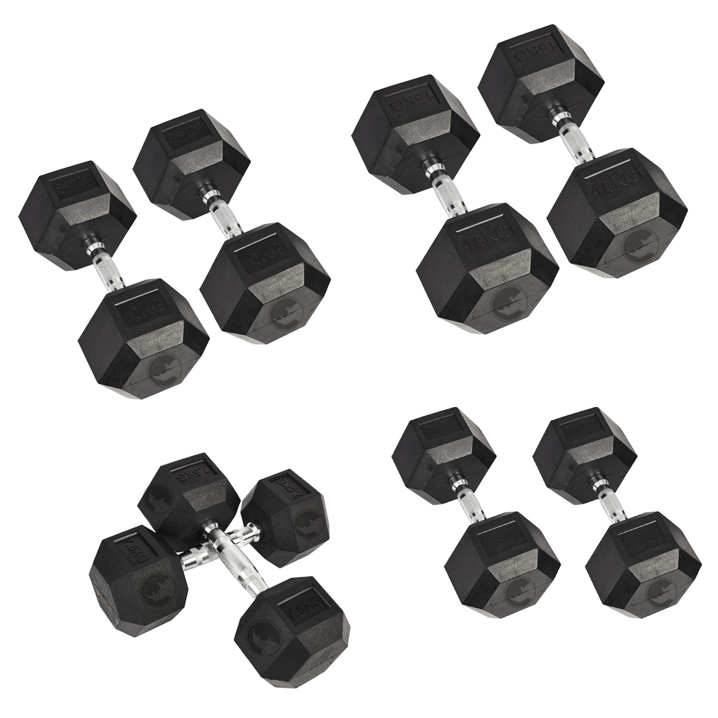 Rubber coated hex dumbbells 