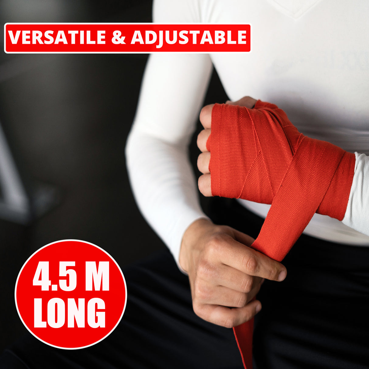MAXSTRENGTH Boxing Gloves & Focus Pads with 4.5m Hand Wraps | Punch Mitt Set for Muay Thai, MMA, Kickboxing, Sparring Training (Red black series)