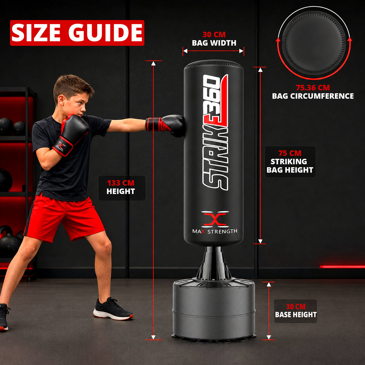 MAXSTRENGTH Freestanding Strike360 Boxing Punch Bag 4FT