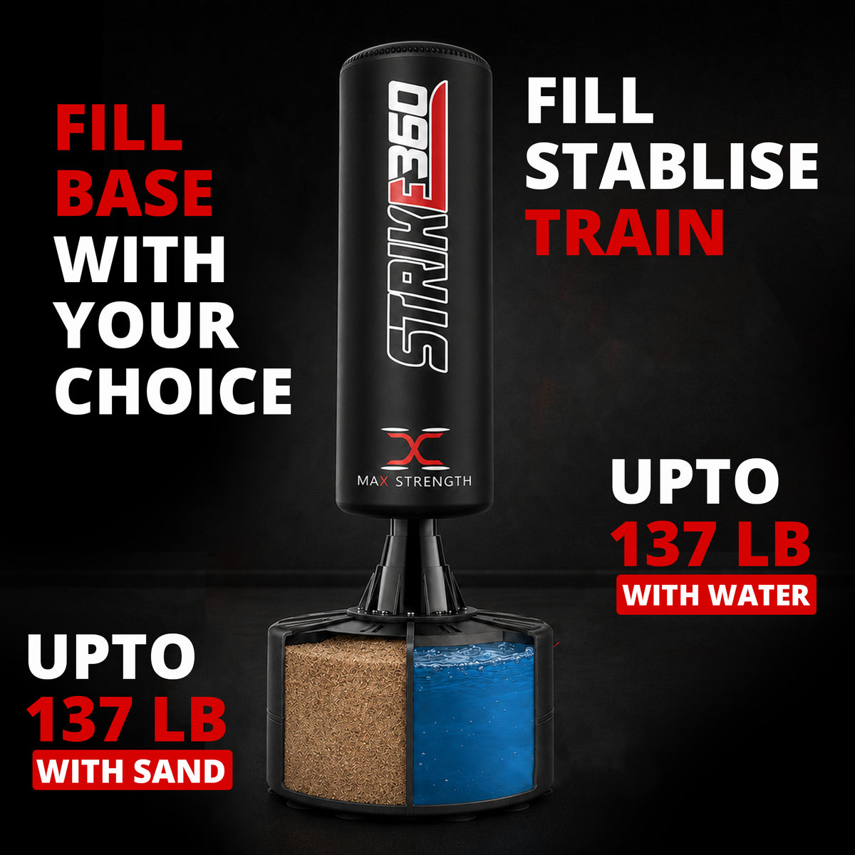 MAXSTRENGTH Freestanding Strike360 Boxing Punch Bag 4FT