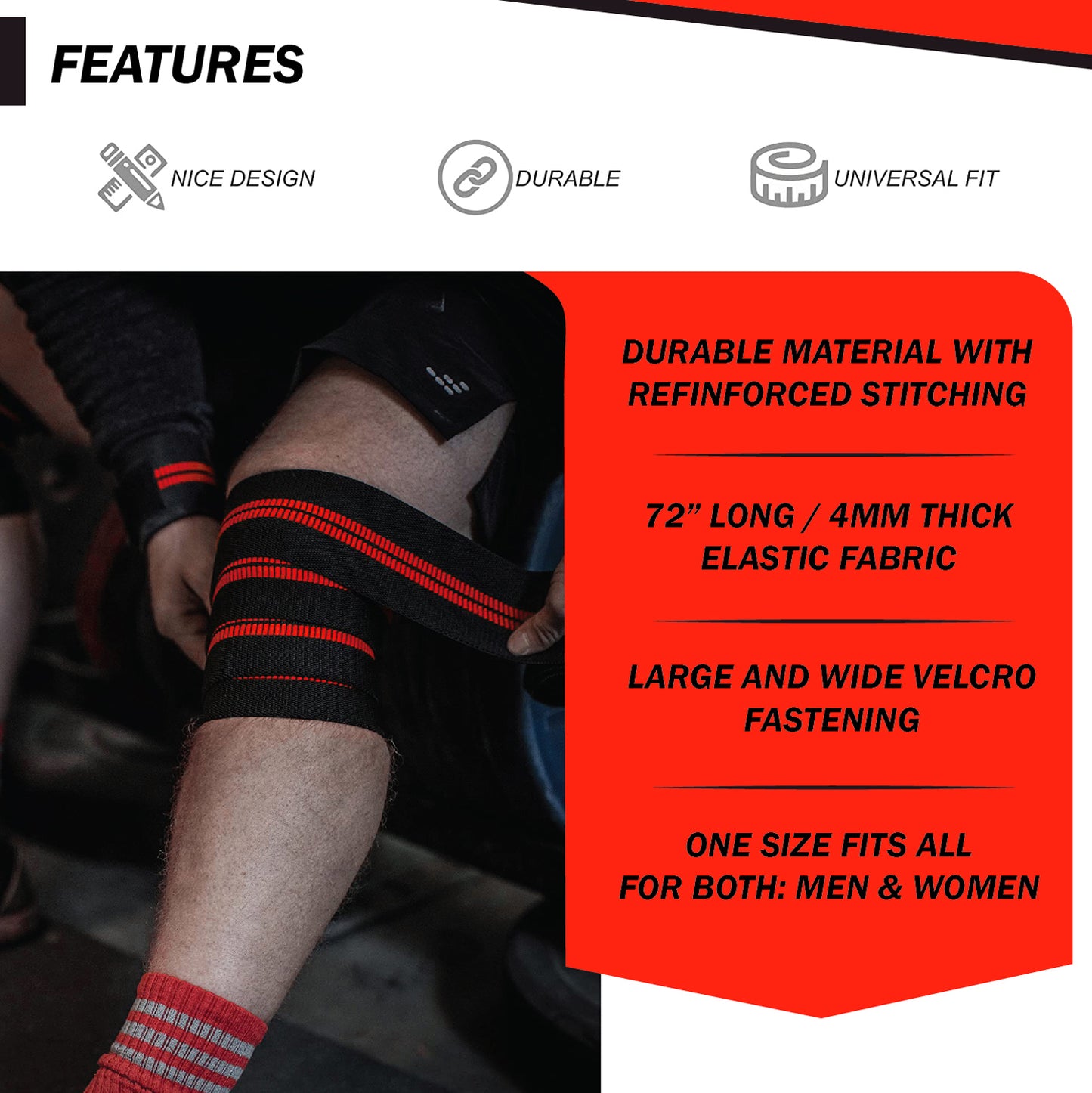 red knee wraps Weightlifting 