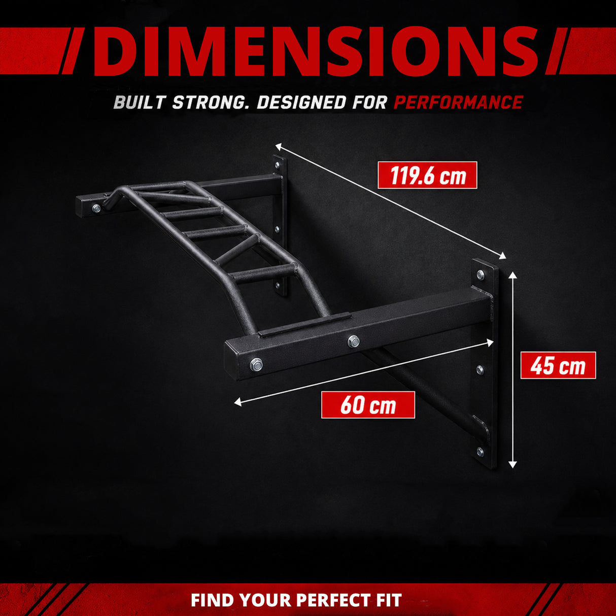 MAXSTRENGTH Pull Up Chin Up Bar Bracket Wall Mounted Multi Grip