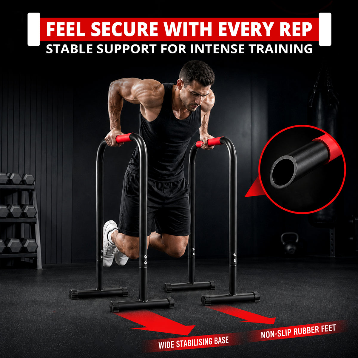 MAXSTRENGTH Ultimate Dip Bar Station Upper Body Press Workout