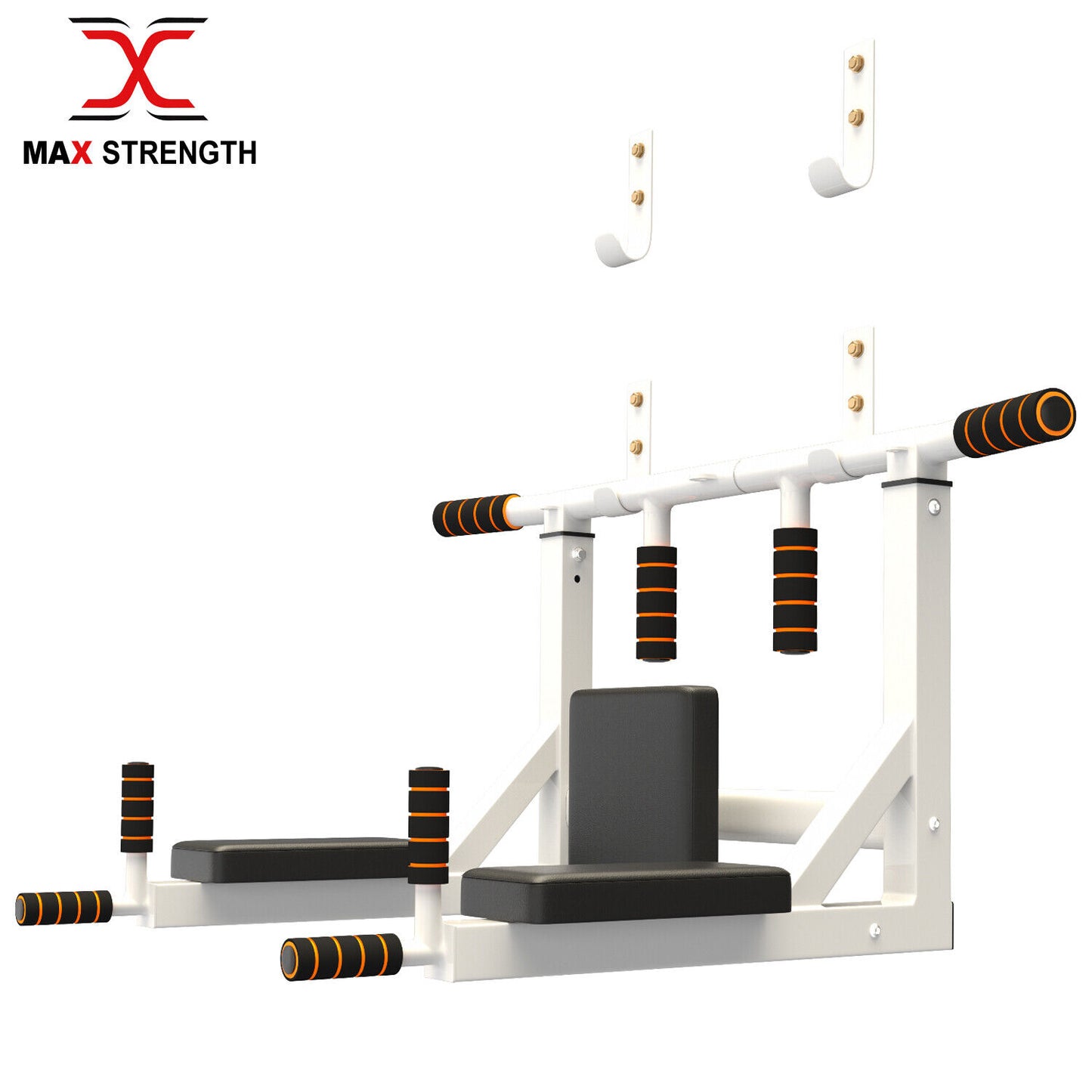 MAXSTRENGTH Wall Mounted Pull Up Bar & Dip Station