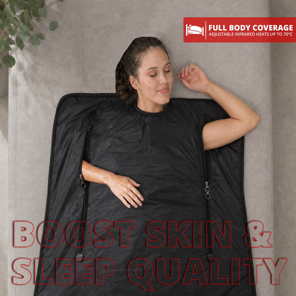 MAXSTRENGTH Infrared Sauna Blanket for Weight Loss & Detox | 35–70°C Adjustable Heat | 180x160cm | Home Spa Therapy Blanket for Relaxation & Muscle Recovery