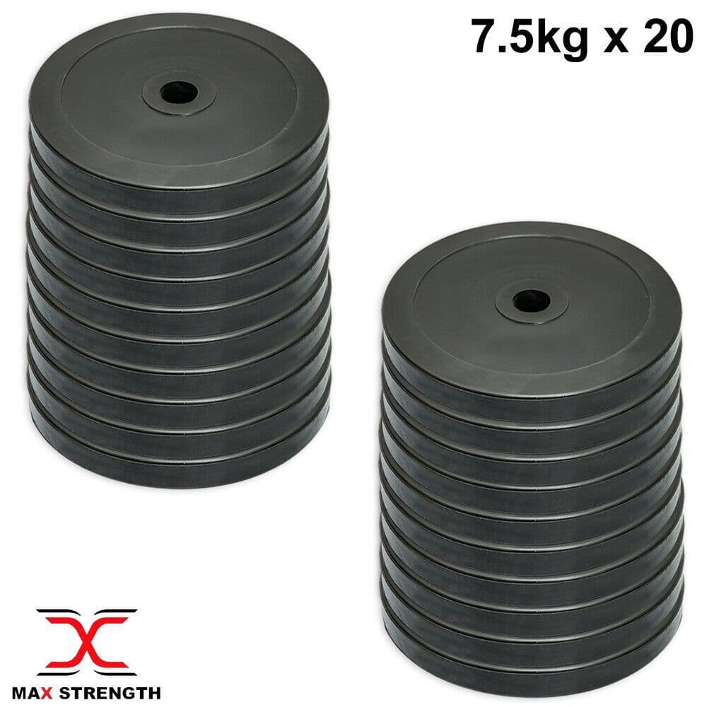 MAXSTRENGTH Olympic Rubber Weight Plates 7.5Kg set
