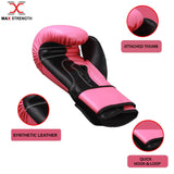 MAXSTRENGTH Women's Training Boxing Gloves Pink/Black