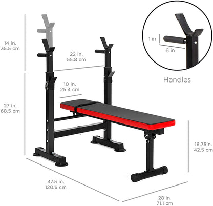 Weight Bench with barbell bar rack 