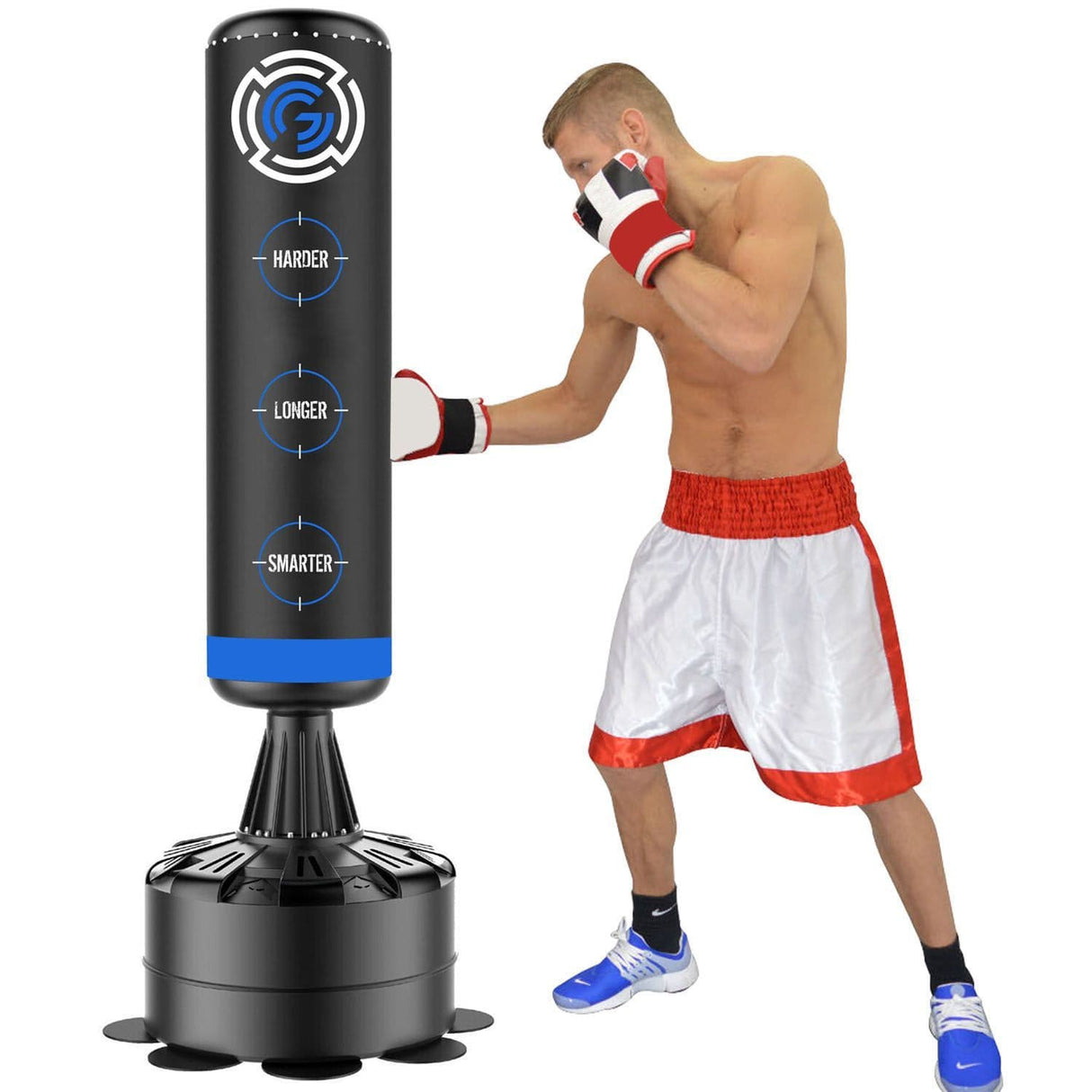 MAXSTRENGTH GFT103 6FT Freestanding Boxing Punch Bag Black/Blue